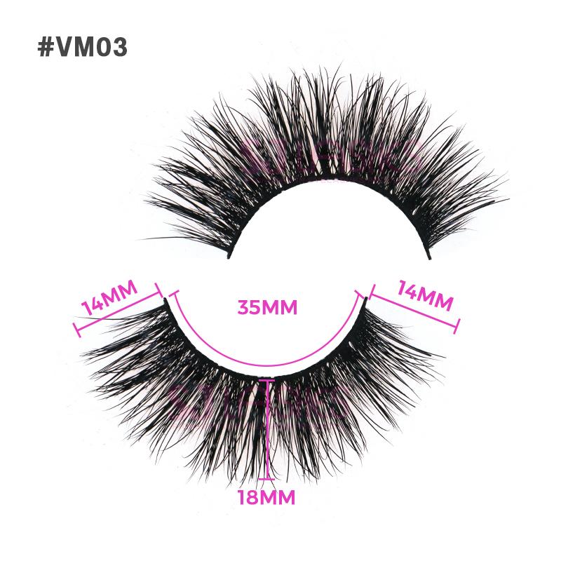 3 Pairs High Quality Strip Lashes Handmade Natural for Fluffy Mink Lashes Custom Logo Box Packaging