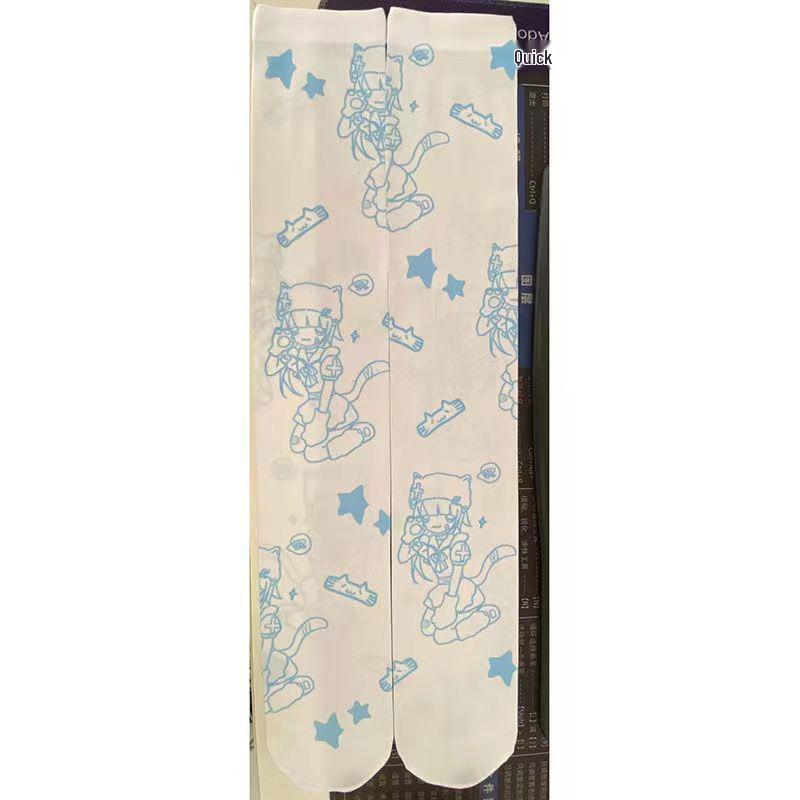 Velvet Printed Over-the-Knee Y2K Japanese Otaku Soft Girl Harajuku Long Socks
