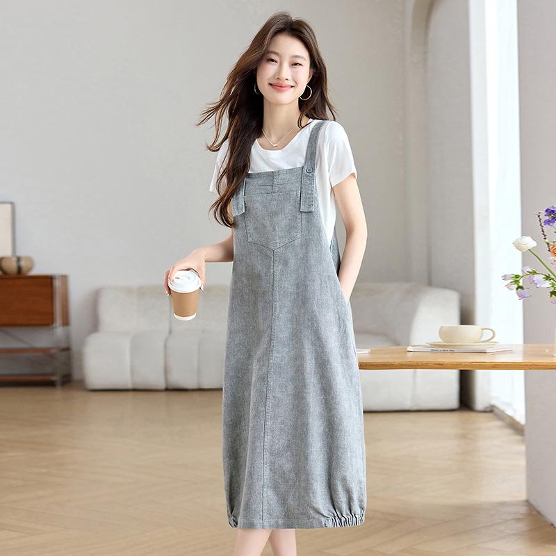 

Модный повседневный комплект юбки на бретелях, женский летний новый свободный маленький костюм-двойка XXL