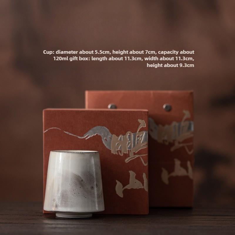 Chinese Style Lingyun Cup Ceramic Tea Cup, Household Tea-Tasting Cup, Personal Tea Bowl, Single Cup Gift Box Set