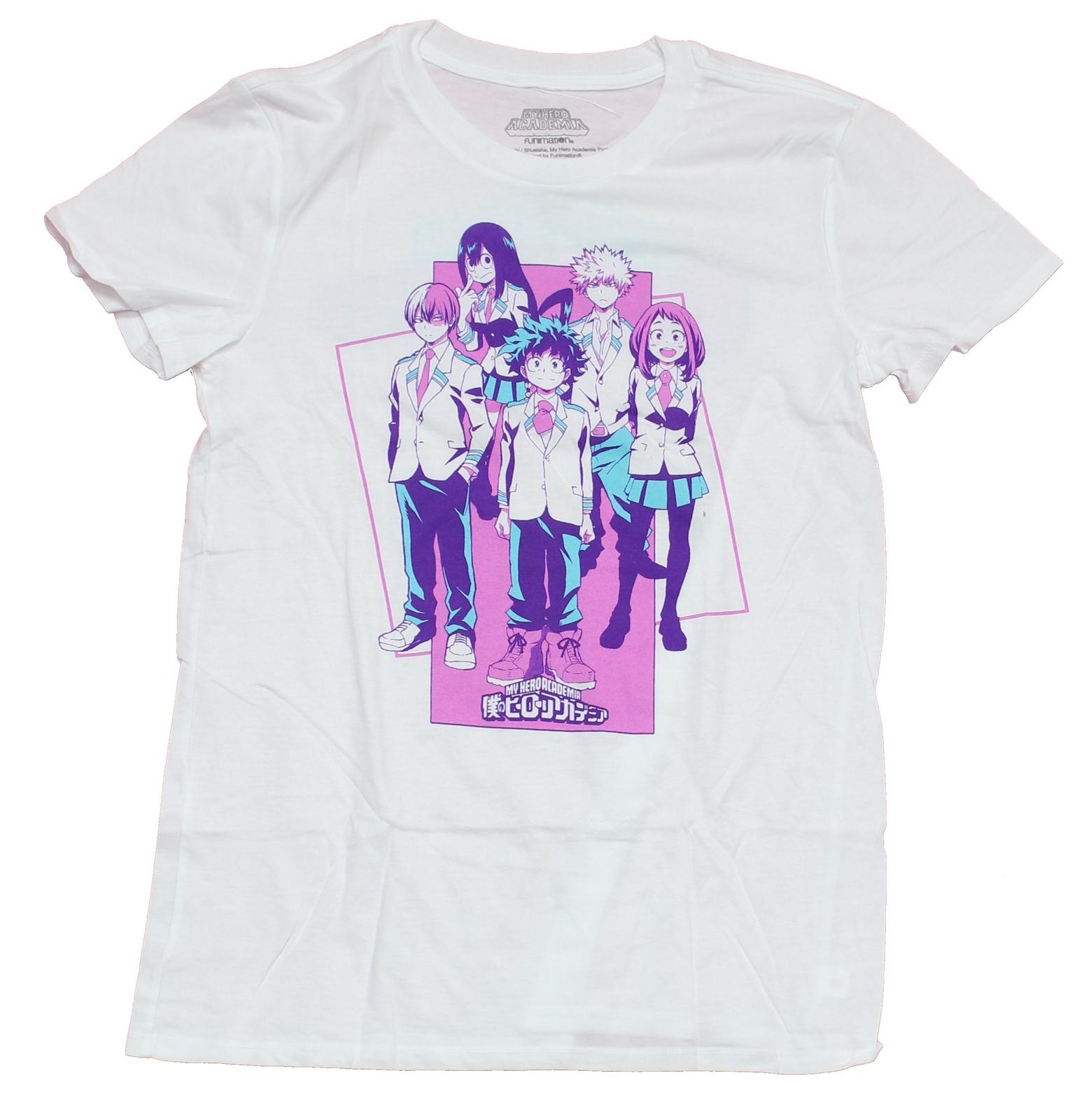 My Hero Academia Girls Juniors T-Shirt - Class 1A Deku in Front Purple Blue XXL