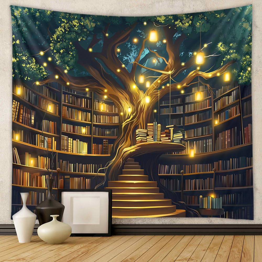 Neon Sun & Moon Tapestry, Psychedelic Rainbow Celestial Print with Clouds On Black Background, Wall Hanging for Boho Decor