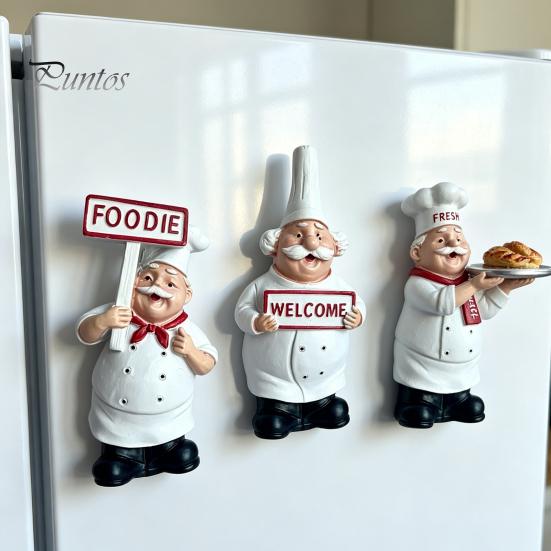 3D Fridge Magnet Cartoon Fat Chef Magnet, Hand-painted Refrigerator Picture Photo Holder for Home Office Kitchen Decoration Durable