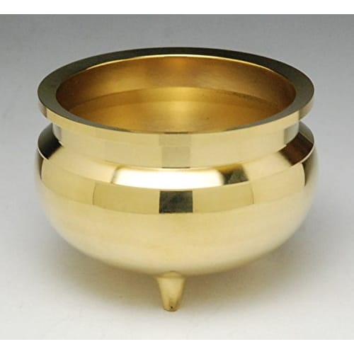 Polished brass incense burner, 2.5 inches, Dragon Brand, gold finish, Buddhist altar accessory