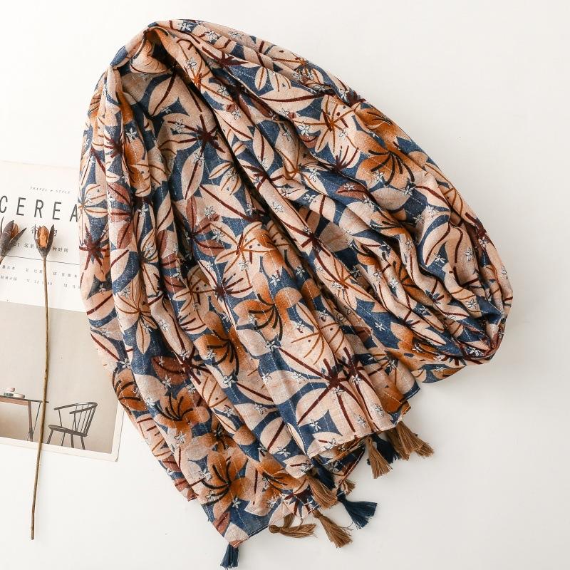 Luxury Women Viscose Scarf Ventilate Summer Beach Shawl Cotton Linen Feeling Tassel Pashmina Muslim Hijab Wrap Lady Turban