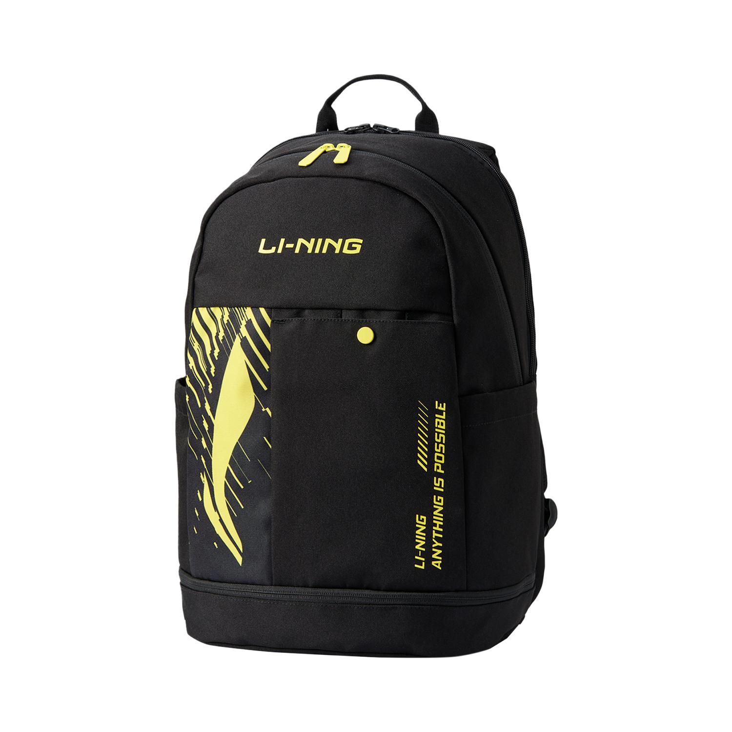 

Li-Ning Large Capacity Comfortable Casual Polyester Backpack Unisex Backpack Black Yellow ABSV133-1 Black & Yellow