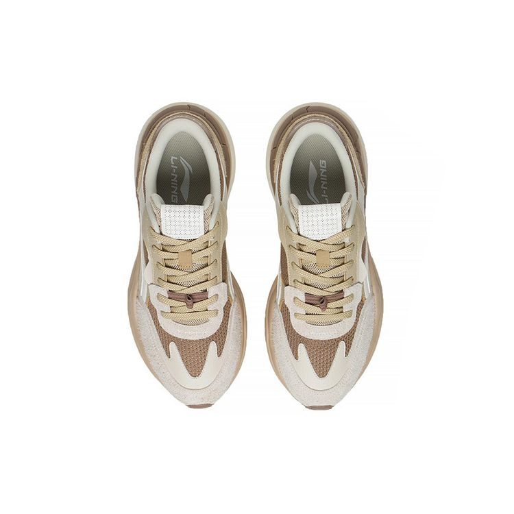 Li Ning Origin Reflective Trend Low Top Sports Casual Shoes Men Sneakers White Brown AGLS157-5