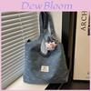 Denim Canvas Tote Bag With Butterfly Bow Design Small Casual For Daily Use