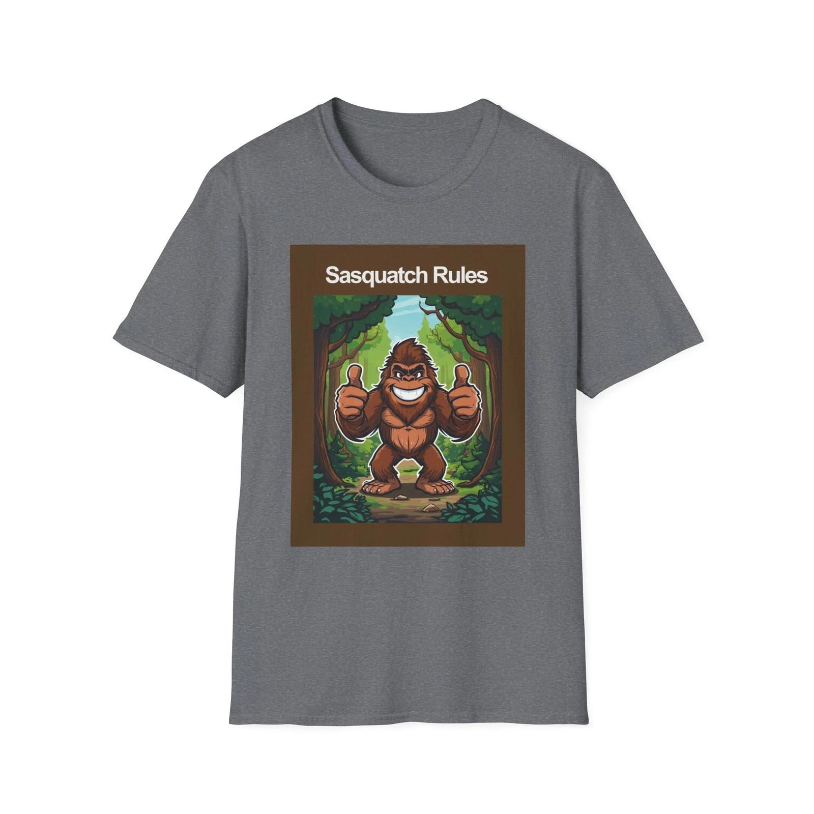 

Sasquatch Rules T shirt | Bigfoot Cartoon Forest Design 4XL