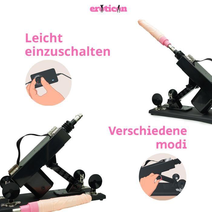 Machine sexuelle automatique Eden – Action de poussée multi-angles, machine à baiser puissante - unisex sextoy - avec 7 accessoires