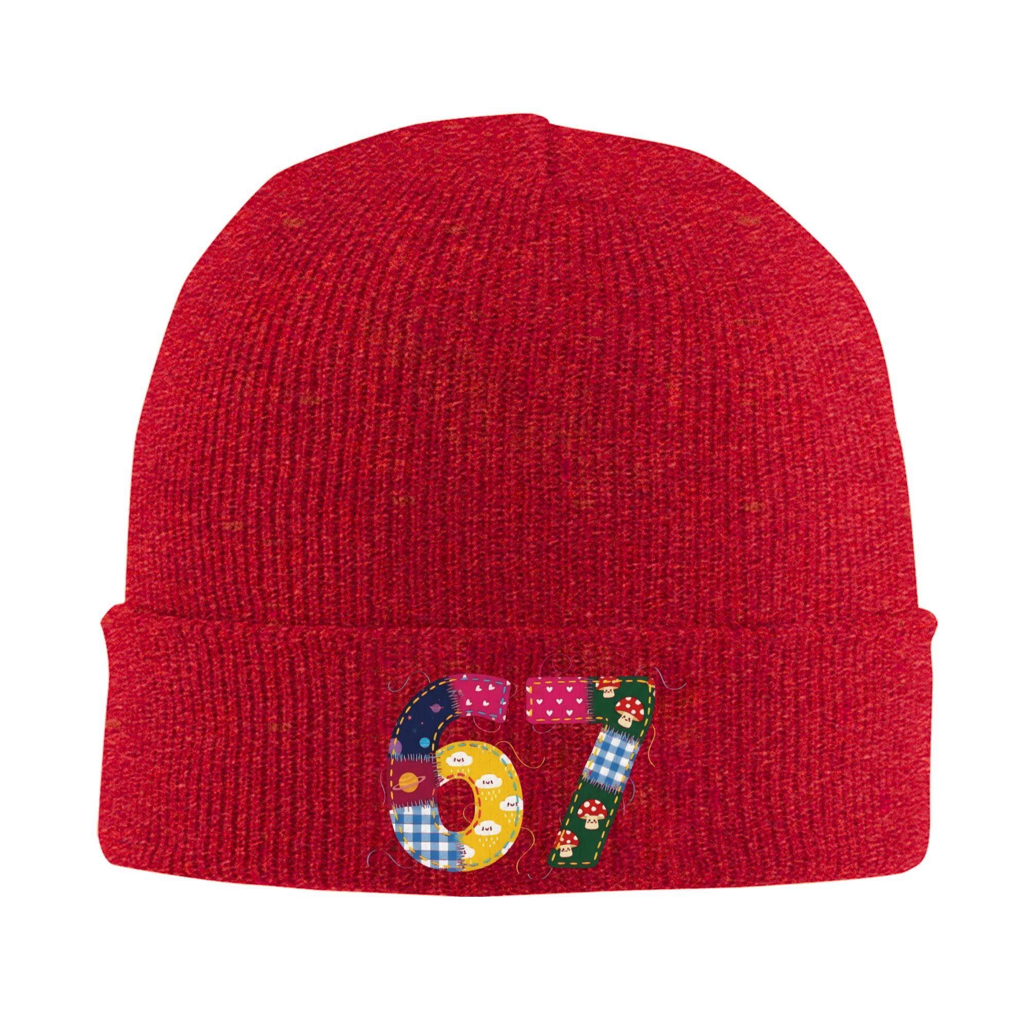 

67 Six Seven Meme Sewing 67 Meme Beanie Hats Bonnet Hats Men Women Casual Kpop Knit Hat Autumn Custom Warm Caps One Size