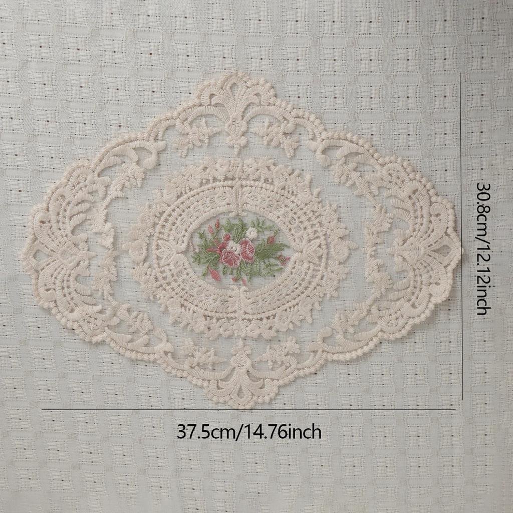 1 pc - Vintage lace dining mat, French crochet dining mat, hand embroidered dining mat and coaster,
