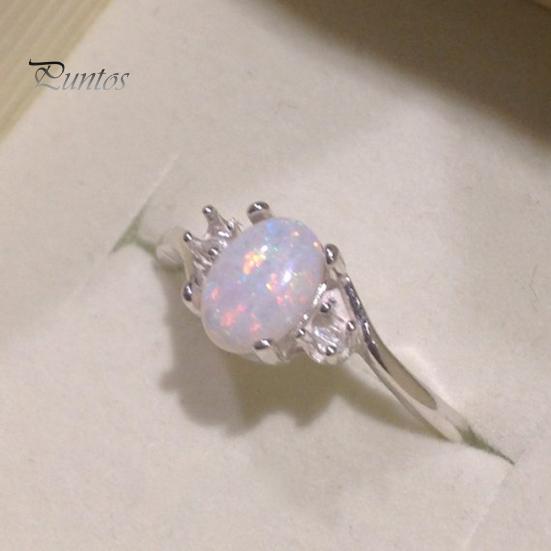Fashion Exquisite Opal Alloy Charm Ring Women Bride Wedding Engagement Jewelry