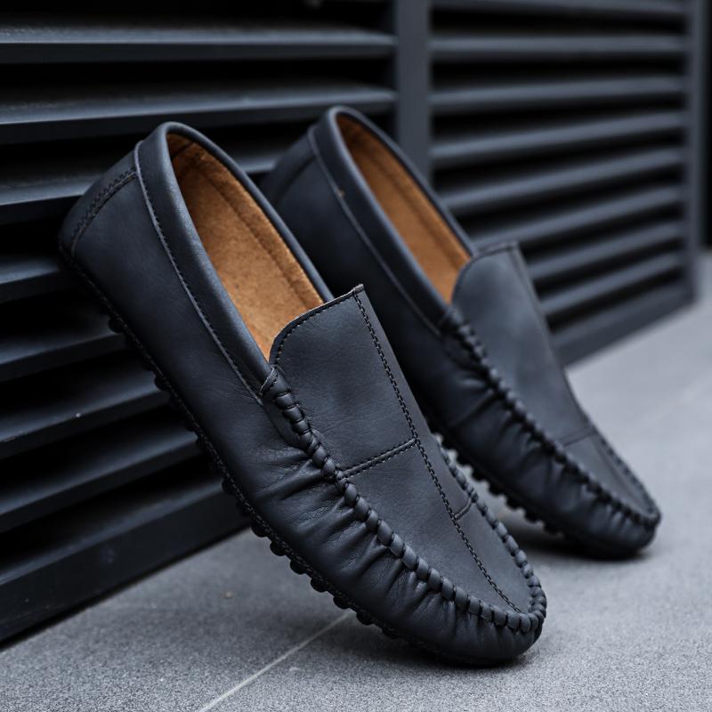 

Лоферы Кожаные Повседневные Плоские Низкие Бестселлер, Удобные Мягкая подошва Противоскользящие Ежедневные С круглым носком Высококачественная Обувь для ходьбы 38 чёрный