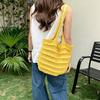 Sac fourre-tout en tricot grande capacité couleur unie pour femme, sac à main d'été pour les vacances à la mer, sac à bandoulière au crochet pour dames