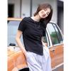 Demana Women's Fitted Round Neck T-Shirt with Side Slits