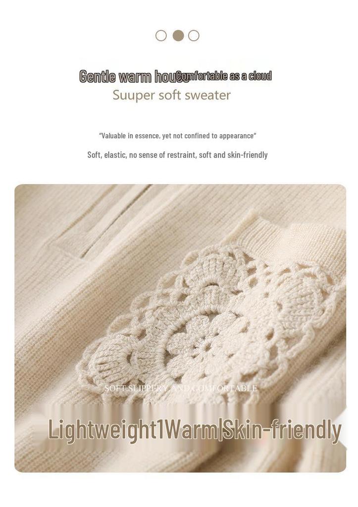 Women's Loose Cashmere Half-Patchwork Zipper Sweater - Autumn/Winter 23 Style
