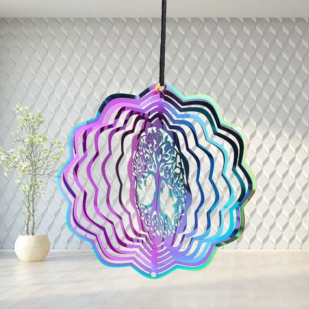 

3D Wind Chime Pendant Gradient Color Dynamic Rotating Wind Chimes Wind Spinner Catcher Outdoor Style Q
