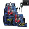 Sports Casual CR7 Backpacks 3pcs Simple Lightweight Capacity Teens Laptop School Bags Women Men Travel USB An-ti Lock Mochilas