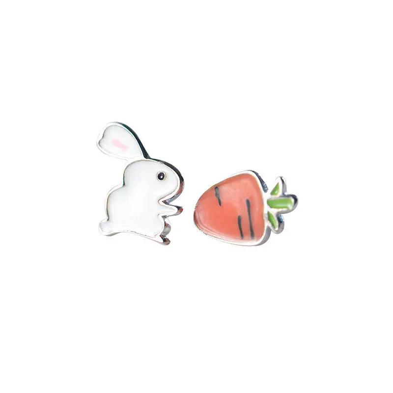 925 Silver rabbit turnip Stud Earrings for Women Girls -silver-jewelry brincos brinco
