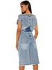 Moda Spalle Scoperte Denim Irregolare Monopezzo Tute Donna Manica Corta Tasca con Bottoni Rompers in Jeans Salopette Femminile Kaluputics
