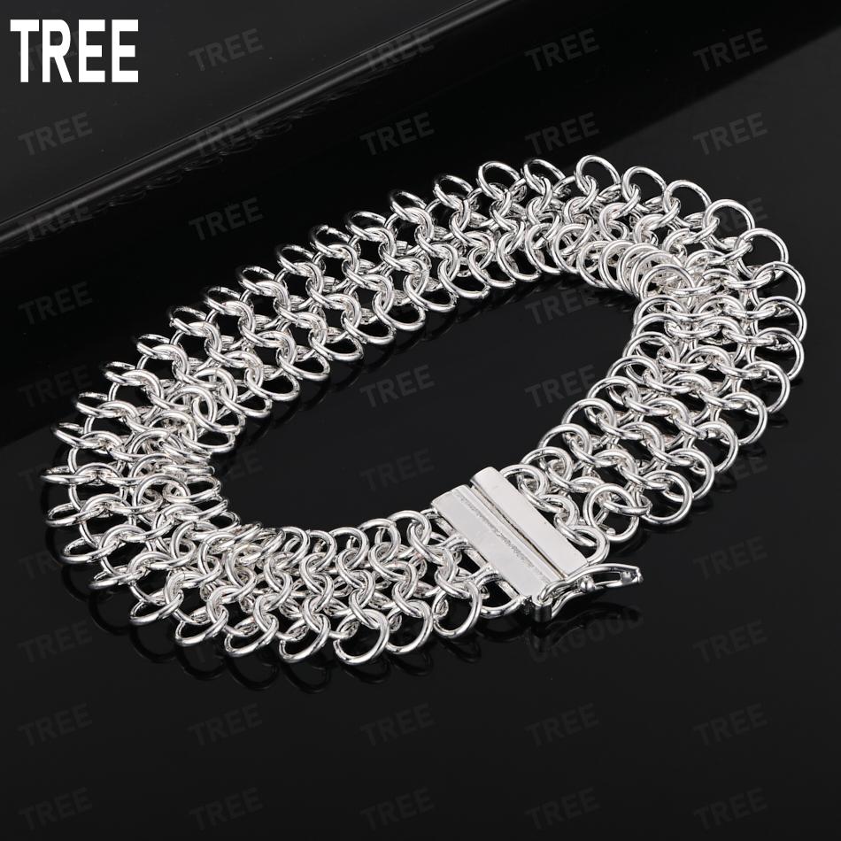 925 Sterling Silver Simple Ring Clasp Braided Bracelet - Exquisite Gift Jewelry 20cm