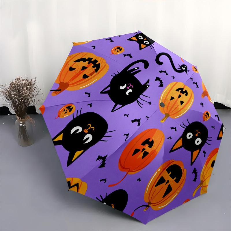 Halloween, Black Cat- Automatic umbrella,Suitable for Men and Women,Suitable for Birthdays, Christmas, Gifts for Fashion Lovers0917b