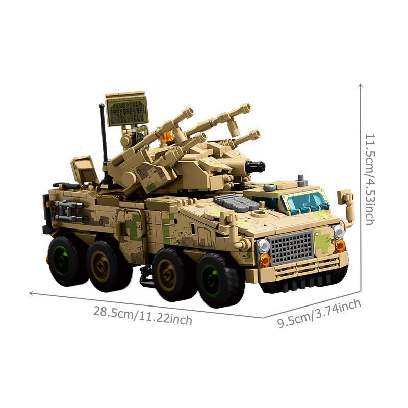 765pcs Anti-Aircraft Artillery Vehicle Assemblage Building Blocks MOC Military Series Car Model Bricks Toys Birthday Gifts