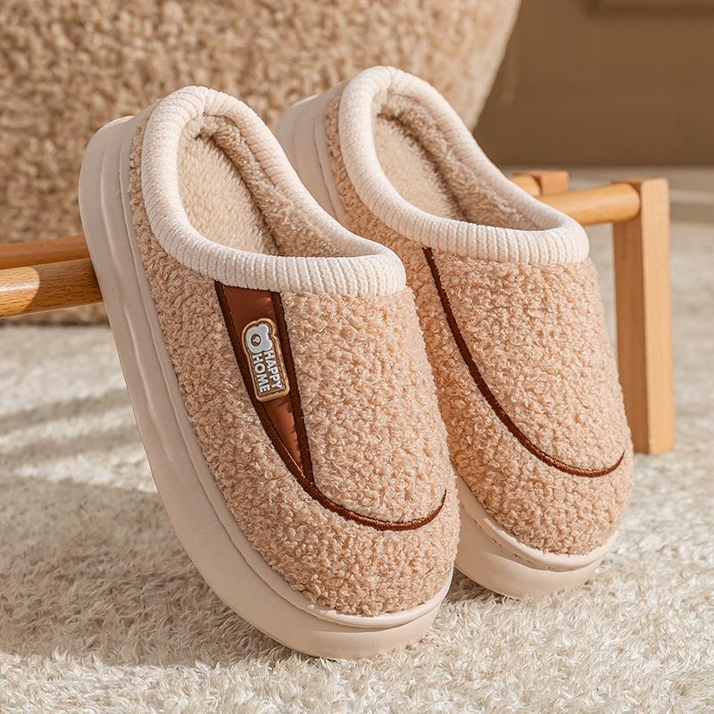 Plush cotton slippers winter plush warm indoor home non-slip thick bottom couple fashion cotton mop