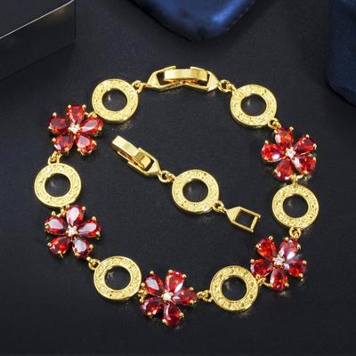 Braccialetto dei braccialetti di tennis di colore dorato del bellissimo fiore WWJ
