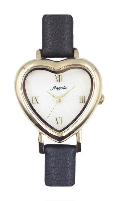 

[Follow] Watch fragola Heart Case Belt Watch N00124S-1 GD/BK Women s Black