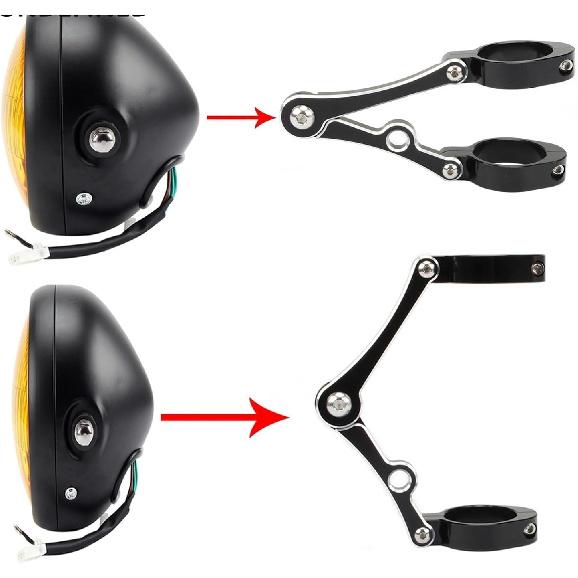 33mm-58mm Uchwyt Reflektora Mocowanie Zacisk Rura Lagowa Uchwyt Lampy 54mm 49mm 45mm 41mm 37mm Motocykl Bobber Cafe Racer Uniwersalny(Pasuje do 45-49mm Czarny)