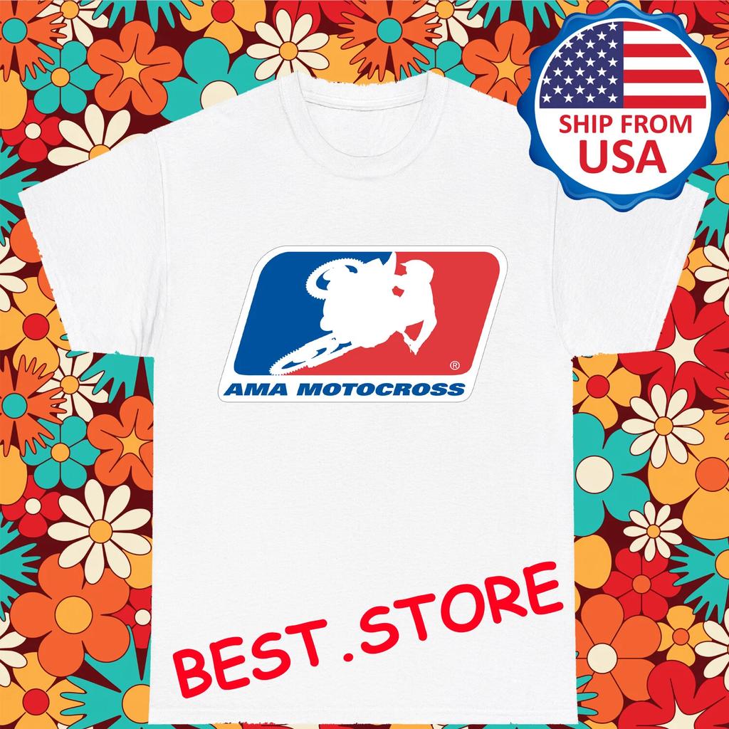 AMA Motorcross Men's White Size S-5XL