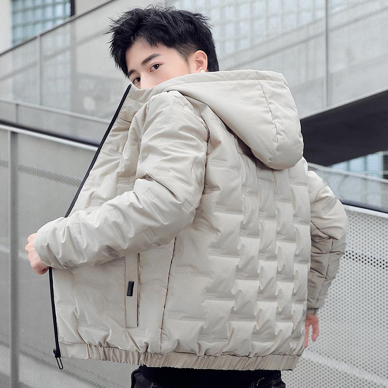 Down Cotton-padded Jacket Men's Winter Coat Thickened Warm Cotton-padded Jacket Short Fitted Hooded Men's Parka Jacket