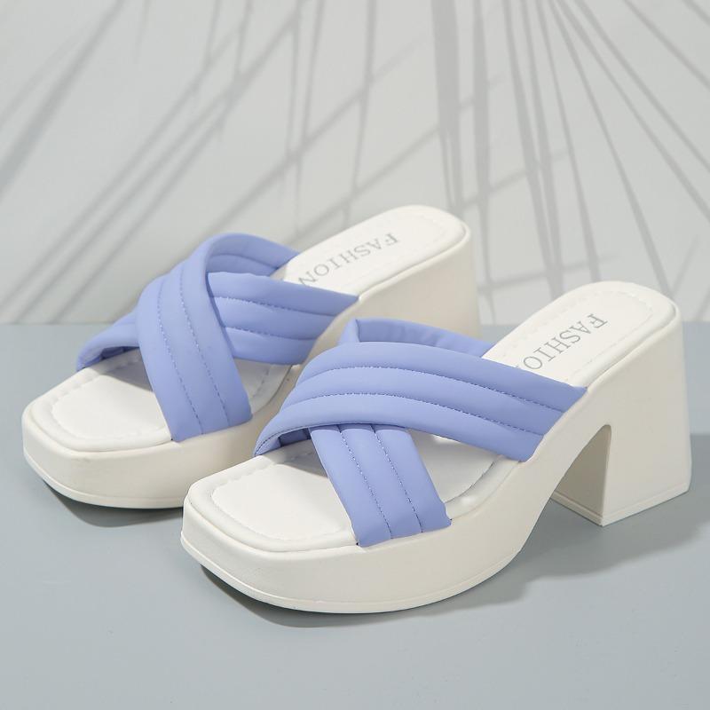Trendy Women's Slippers 2024 Summer New Thick Sole Anti Slip Cross European and American Style Women's Shoes Platform Sandals