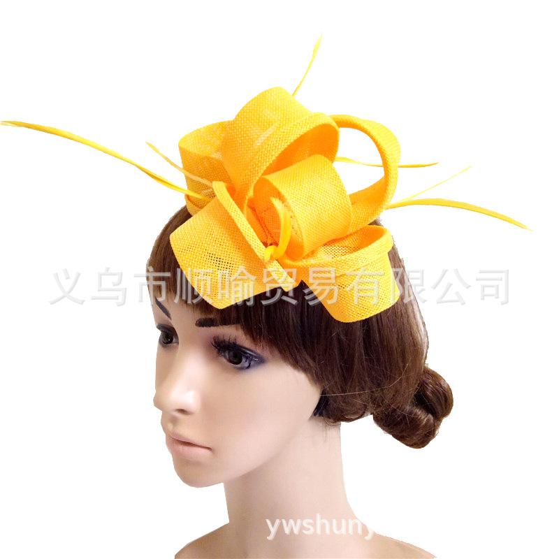 Wassermelonenrot Exquisites Schleifen-Stirnband Imitation Hanfgarn Kopfbedeckung Britische Haaraccessoires Society Ball Empfang