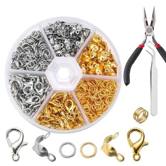 

Набор из 463 застежек для браслета, набор для изготовления ювелирных изделий с застежками-карабинами, разъемными кольцами, наконечниками для бусин, плоскогубцами
