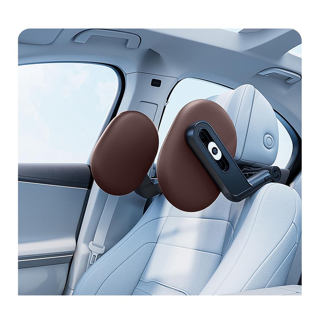 Car Headrest Pillow 3 Point Linkage Road Pal Head Neck Support Pillow Thickened for Vehicles Brown