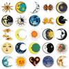 50 Retro Fantasy Sun Moon Stars Stickers: Cartoon Graffiti for Skateboards, Refrigerators, Journals.