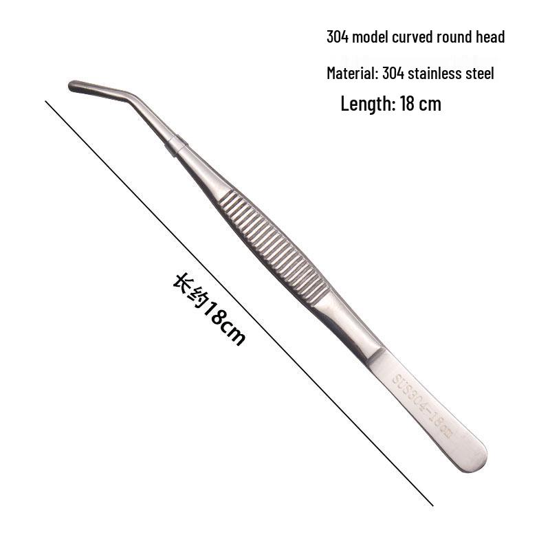 304 Stainless Steel Round Tip Tweezers with Teeth, Non-Slip, Ideal for Aquatic Plant Care and Gardening.