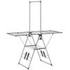 Foldable Clothes Airer, Standing Dryer with Adjustable Wings and Shoe Holders. Stainless Steel. 156.5 x 68 x 192 cm. Silver