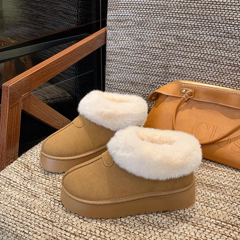 Women's Fur Mouth Large Size Soft Sole Winter Warm Fur Snow Boots Padded Lined Ankle Boots Non-Slip Hiking Casual Sports Cotton Boots