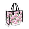 Pink Hydrangea Floral Canvas Tote Bag Casual Daily Shoulder Handbag for Women Shopping Outing