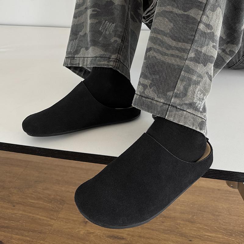 Wildleder Halbschuhe für Herren Mules Große Größe Semi-Drag Loafer Hausschuhe Offene Rückseite Freizeitschuhe Slides Sandalen Slip-On Flache Schuhe