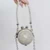 Silver Crystal Ball Mini Chain Crossbody Bag With Sparkling Rhinestones For Daily Use