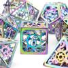 7 Pcs Colorful  Rotary Cyclone Metal Dice Hollow Metal Polyhedral Dice Set Suitable for Role-Playing RPG  Board Game Card Game