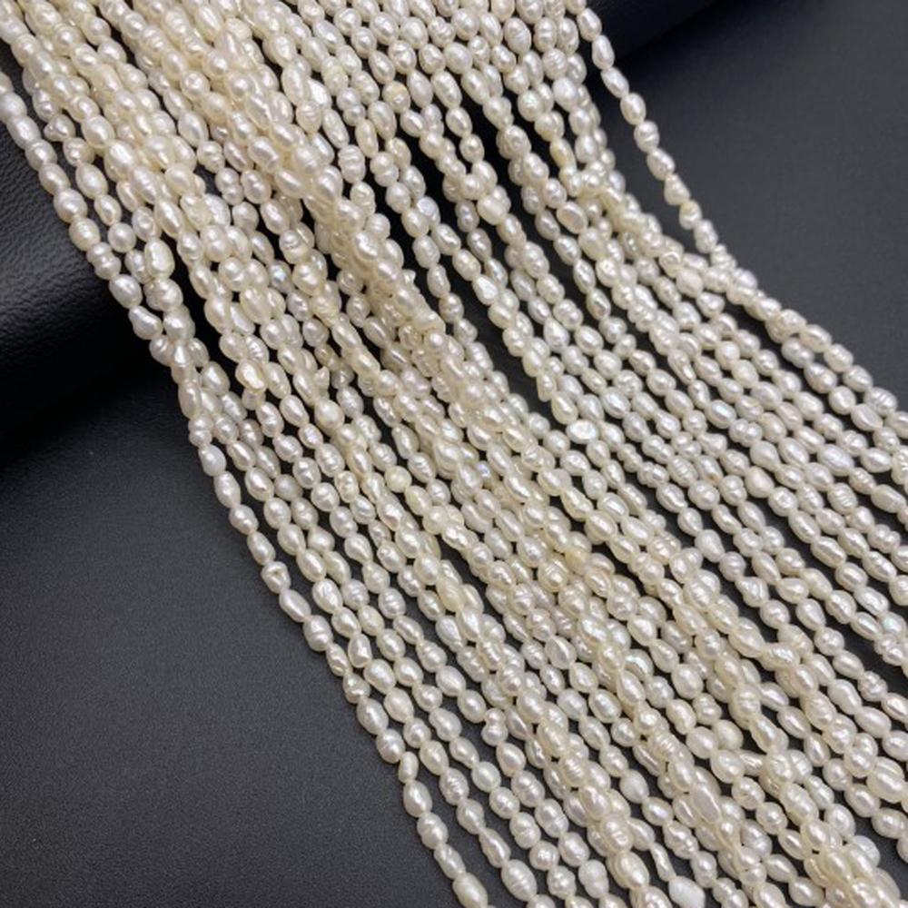 1String, White Natural Freshwater Pearls, Rice-shaped Pearl Beads, 2.8–3.2 mm, for DIY Necklace Bracelet, Jewelry Making, Birthday Party Crafts, 36cm