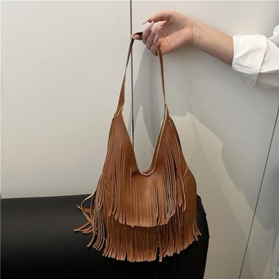 Long Tassels Women Handbag Fashion Shoulder Bags for Ladies Hand Bag Soft PU Leather Casual Hobos Armpit Bag Female Tote