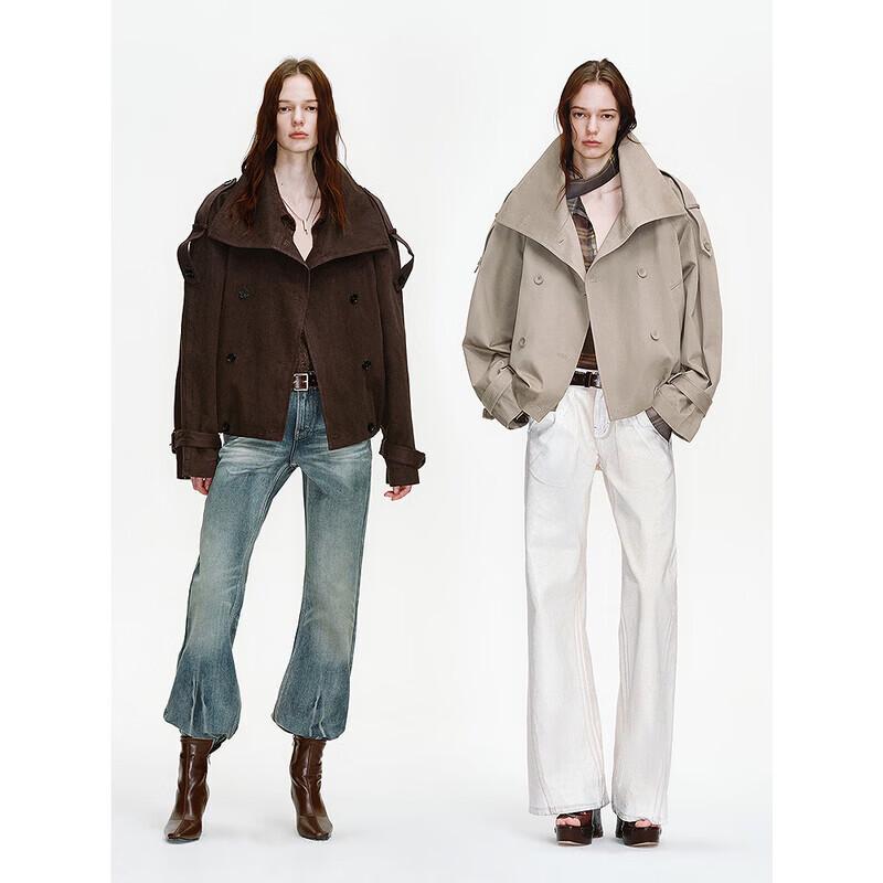 Women's Vintage Washed Double-Breasted Jacket