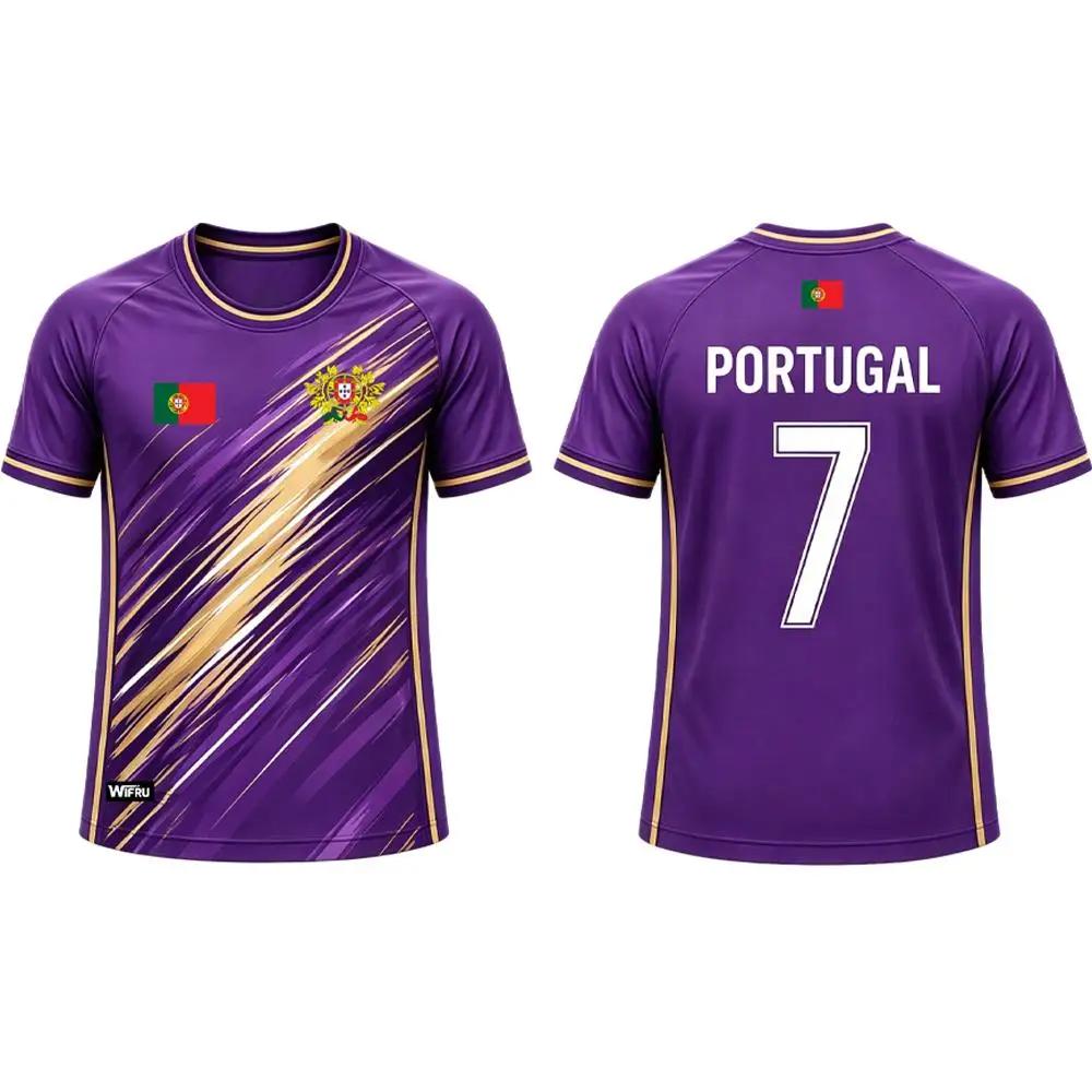 Unisex 2026 Portugal Flag Football Commemorative Tee Breathable Outdoor Training Men Women Casual Short Sleeve Jersey L